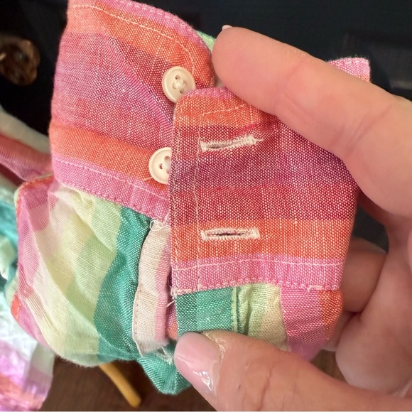 J Crew Linen Blend Classic Fit Boy Shirt in Rainbow Stripe Size 4 - Picture 5 of 10